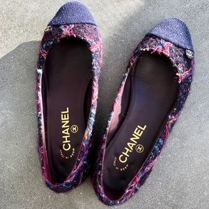 Chanel Wool Cap Toe CC FLats